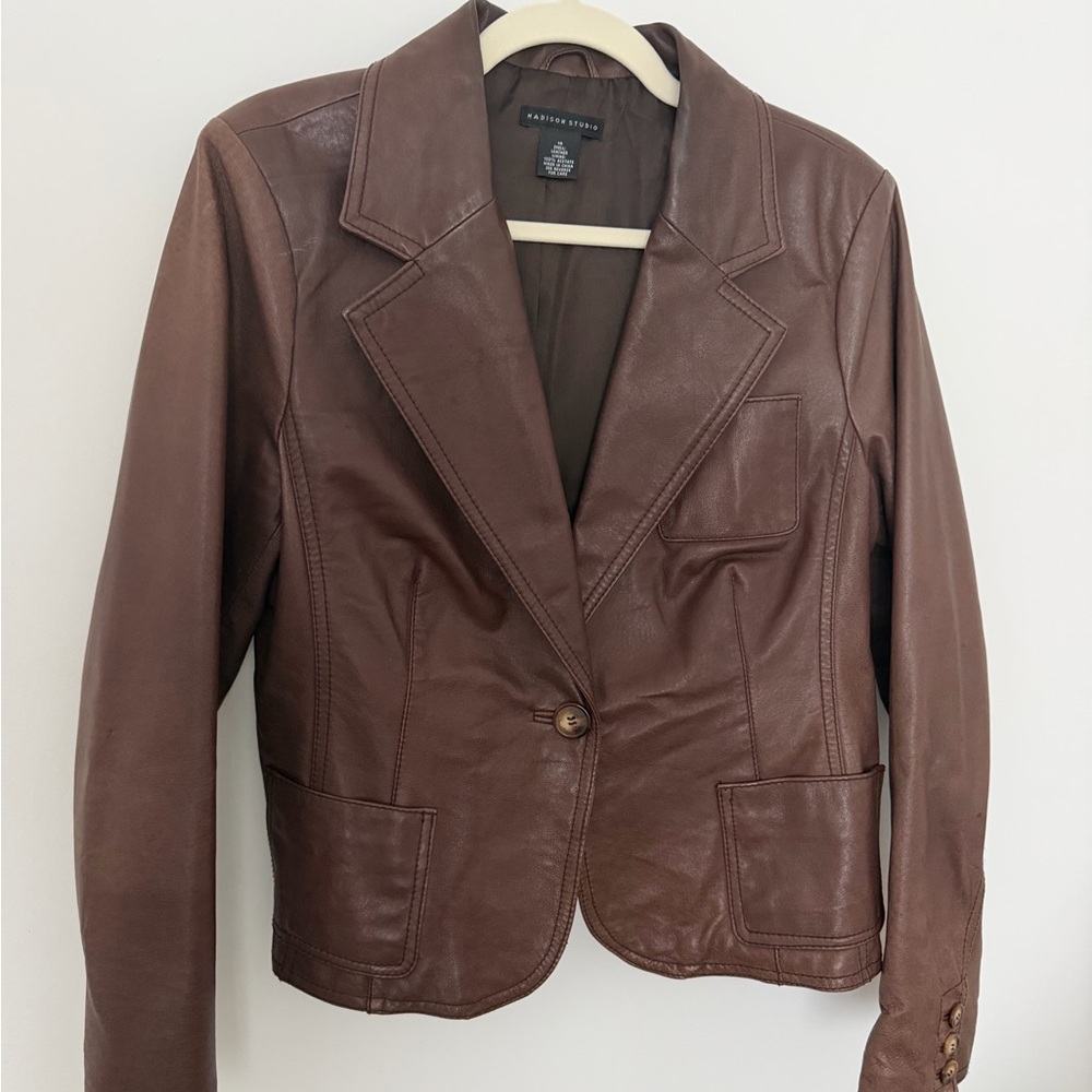 Madison Studio Brown Leather Blazer